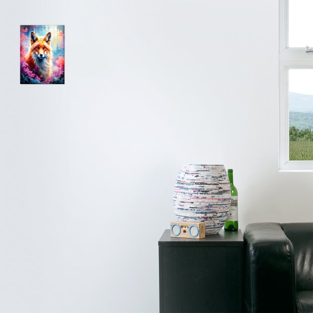 Red Fox with Flowers and Forests by BirdsnStuff